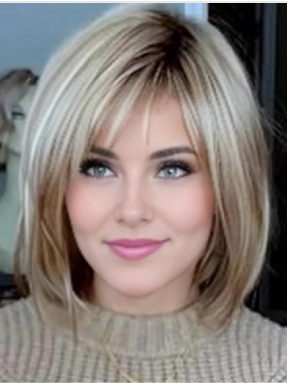 Medium Length Bob Mixed Blonde Highlight Wig - 21-23”